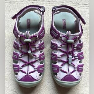 KHOMBU Closed Toe Water Sandals, Size 2 Girls, Purple & Gray, EUC